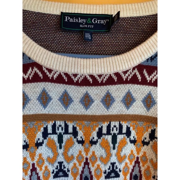 Paisley & Gray Colorful Unique Fit Multicolor Knit Patterned Sweater XXL - Picture 10 of 12